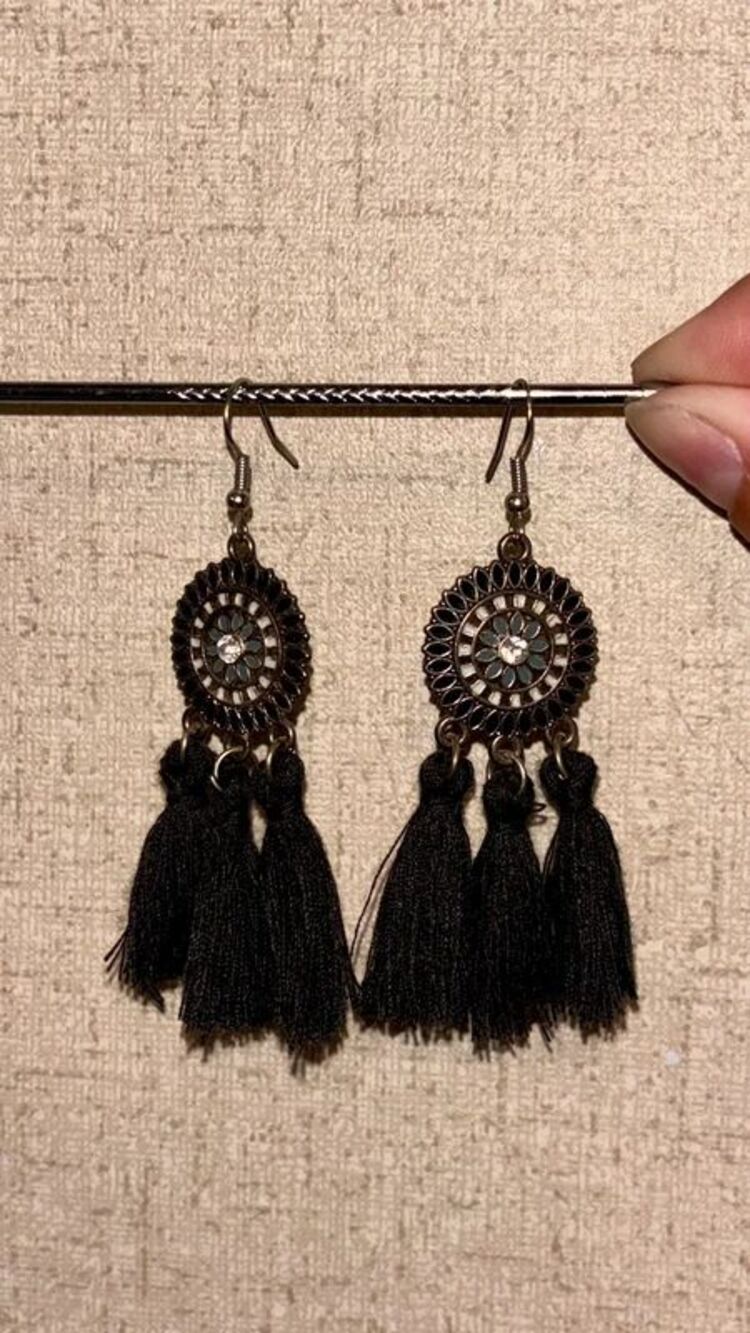 Black Vintage Bohemian Style Tassel Earrings